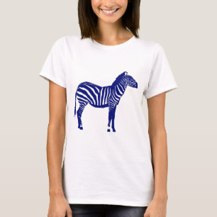 Zebra - Dunkles Kobalt Blau und Weiß T-Shirt