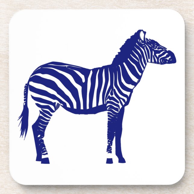 Zebra - Dunkles Kobalt Blau und Weiß Untersetzer (Vorderseite)