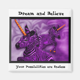 Zebra-Einhörner mit einer inspirierend Anmerkung Magnet