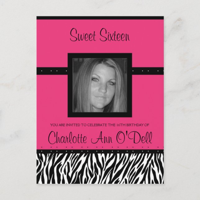 Zebra, Einladung zum Geburtstag (Vorderseite)