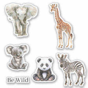 Zebra Elefant Koala Giraffe Safari Panda Tiere Aufkleber