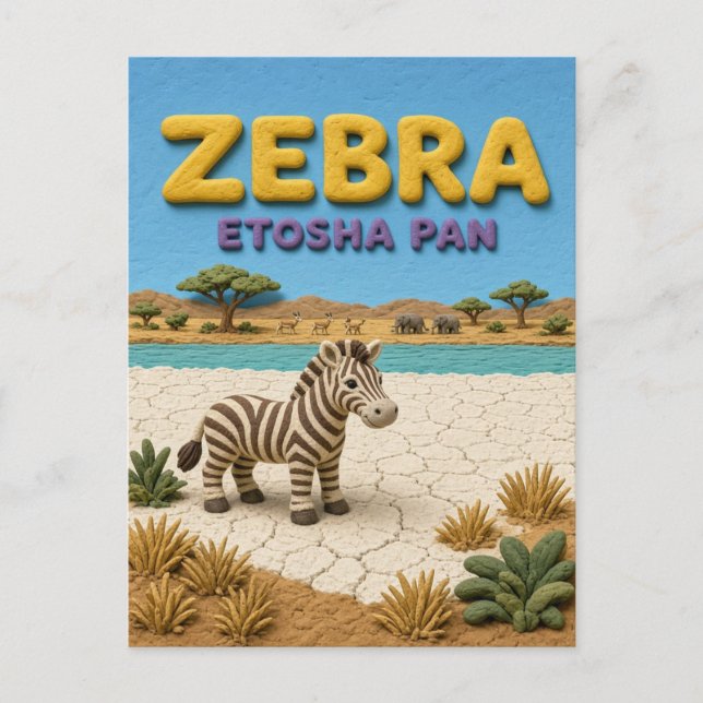 Zebra Etosha Pan Modern KlayKoo Postkarte (Vorderseite)