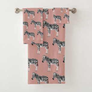 Zebra Exotic Animal Muster Blush Pink Badhandtuch Set