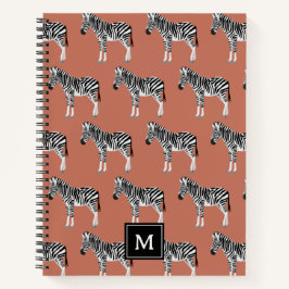 Zebra Exotic Animal Muster Terracotta Monogram Notizbuch