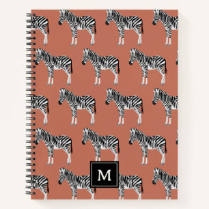 Zebra Exotic Animal Muster Terracotta Monogram Notizbuch
