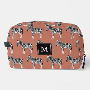 Zebra Exotic Animal Muster Terracotta Monogram Waschbeutel