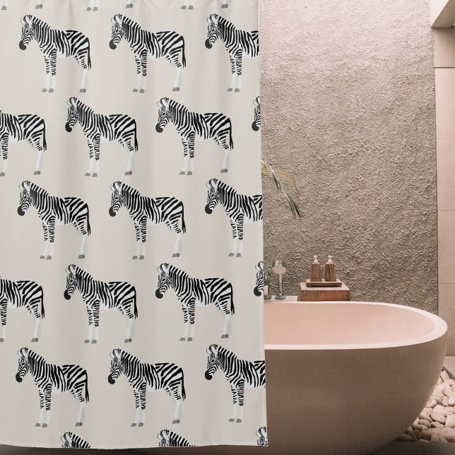 Zebra Exotic Animal Pattern Beige Duschvorhang (Zebra Exotic Animal Pattern Beige Shower Curtain)