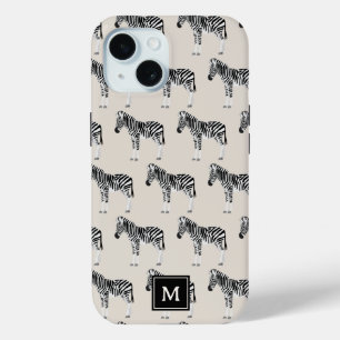 Zebra Exotic Animal Pattern Beige Monogramm Case-Mate iPhone Hülle