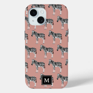 Zebra Exotic Animal Pattern Blush Pink Monogramm Case-Mate iPhone Hülle