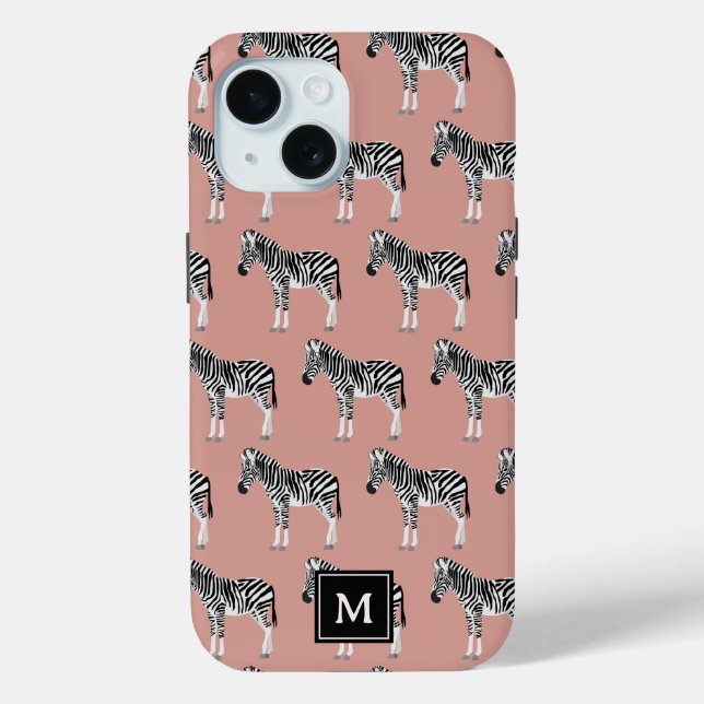 Zebra Exotic Animal Pattern Blush Pink Monogramm Case-Mate iPhone Hülle (Rückseite)