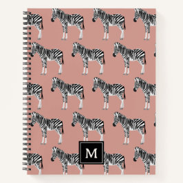 Zebra Exotic Animal Pattern Blush Pink Monogramm Notizbuch