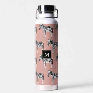 Zebra Exotic Animal Pattern Blush Pink Monogramm Trinkflasche