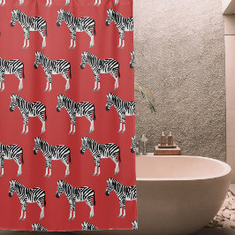 Zebra Exotic Animal Pattern Deep Red Duschvorhang
