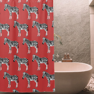 Zebra Exotic Animal Pattern Deep Red Duschvorhang