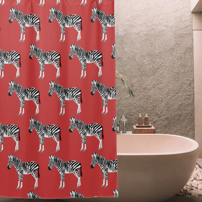 Zebra Exotic Animal Pattern Deep Red Duschvorhang (Zebra Exotic Animal Pattern Deep Red Shower Curtain)