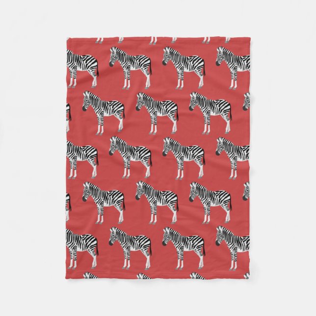 Zebra Exotic Animal Pattern Deep Red Fleecedecke (Vorderseite)