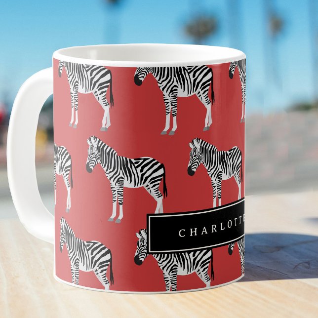 Zebra Exotic Animal Pattern Deep Red Kaffeetasse (Zebra Exotic Animal Pattern Deep Red Coffee Mug)