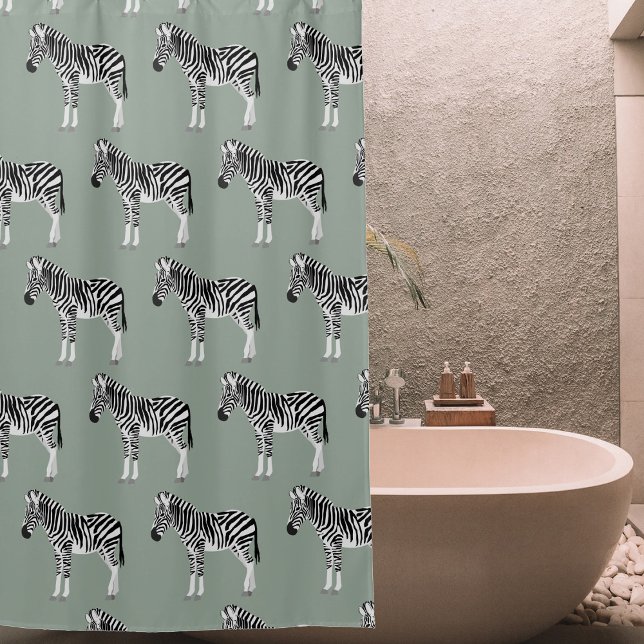 Zebra Exotic Animal Pattern Sage Green Duschvorhang (Zebra Exotic Animal Pattern Sage Green Shower Curtain)