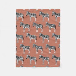 Zebra Exotic Animal Pattern Terracotta Fleecedecke