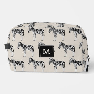Zebra Exotisches Tiermuster Beige Monogramm Waschbeutel