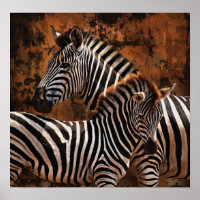 Zebra Fall Stripes SMALL Plakat, Druck, Wandkunst
