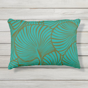 Zebra Fan Palm Hawaiian Tropical Jade Green Kissen Für Draußen