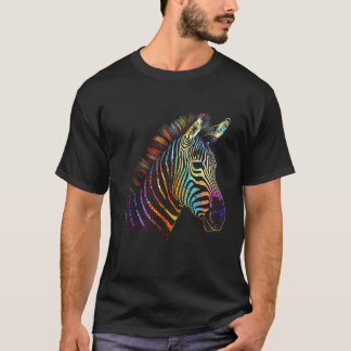 Zebra Farbige Tier Zoo Tier T-Shirt