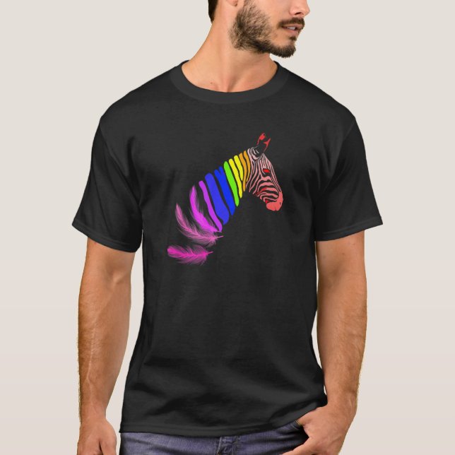 Zebra Feathers LGBTQ Flag Pride Month Proud LGBTQ  T-Shirt (Vorderseite)