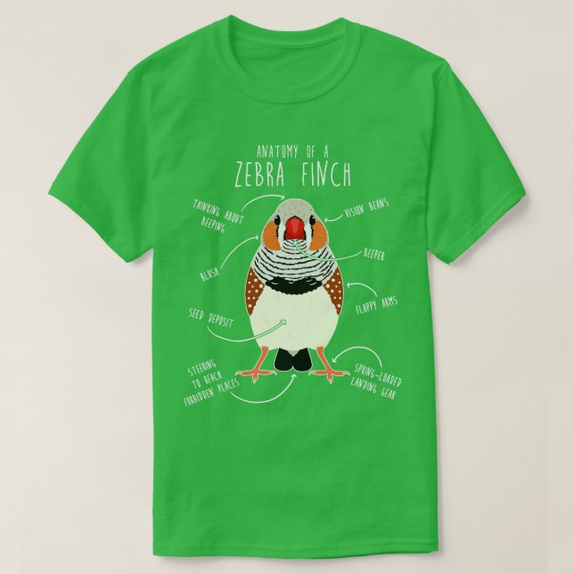 Zebra Finch Anatomie T-Shirt (Design vorne)