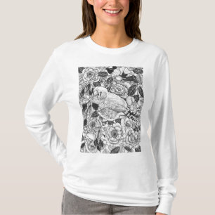 Zebra-Finch und Rose-Buschtinte zeichnend T-Shirt