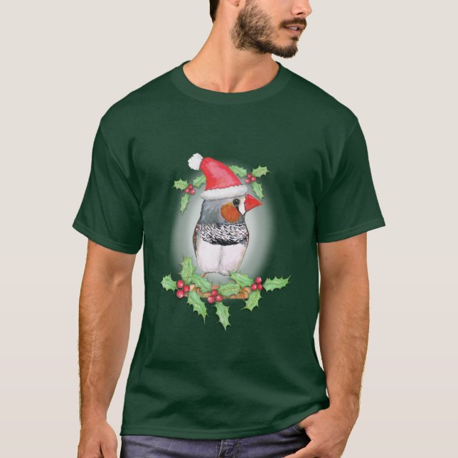 Zebra finch Weihnachtsstil T-Shirt (Vorderseite)