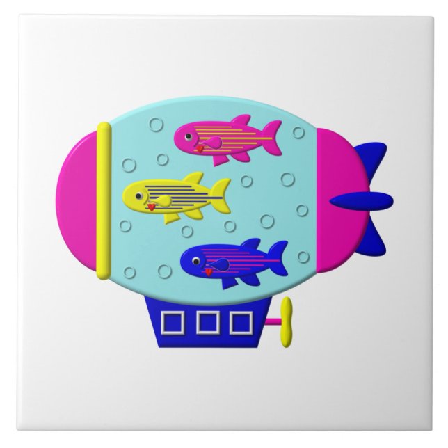 Zebra-Fisch in einem Zeppelin Fliese (Vorderseite)