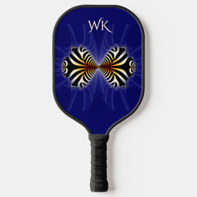 Zebra Fish Kiss Mit Monogramm Pickleball Schläger (Vorderseite)