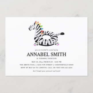 Zebra Float Birthday Pool Party Einladung