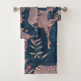 Zebra Floral Personalisiertes Muster Badhandtuch Set
