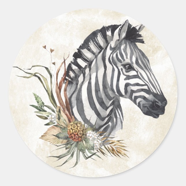 Zebra Floral Sticker (Vorderseite)