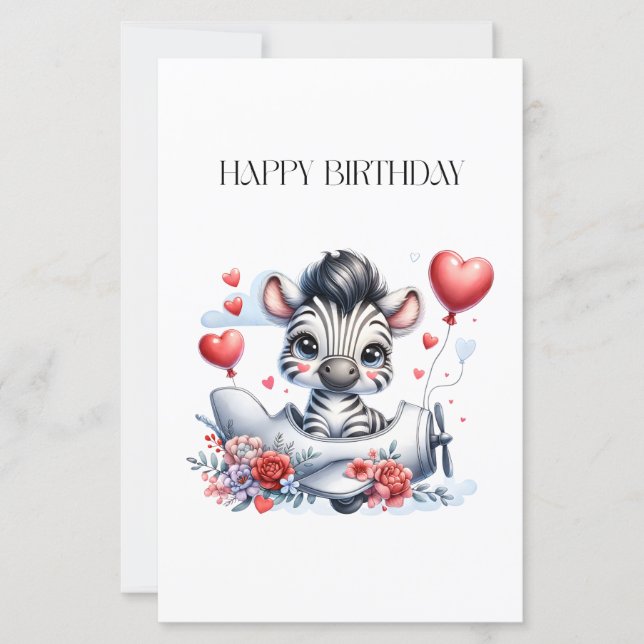 Zebra-Flugzeug-Geburtstag (Vorderseite)