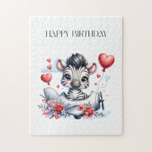 Zebra-Flugzeug-Geburtstag Puzzle
