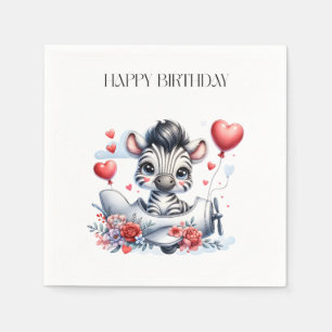 Zebra-Flugzeug-Geburtstag Serviette