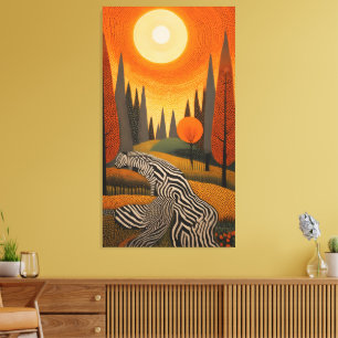 Zebra Fluss: Punktkunst Sonnenuntergang in der Wil Leinwanddruck