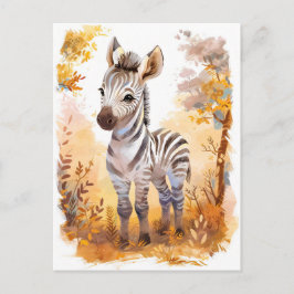 Zebra Foal im Herbst Grassland Feiertagspostkarte