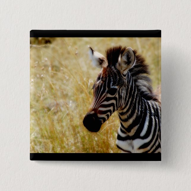 Zebra-Fohlentierbaby Button (Vorderseite)