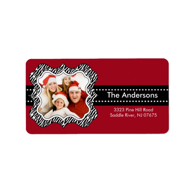 Zebra FOTO Frame Rücksendeadresse Adressaufkleber (Vorne)