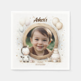 Zebra-Foto-Rahmen für Kindergeburtstage Serviette