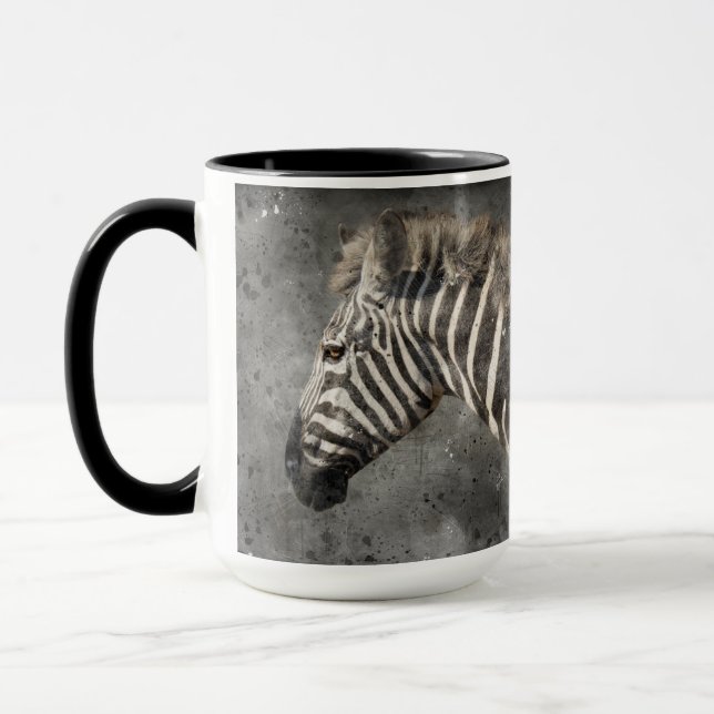 Zebra Fotografie Moderne Wasserfarbe Tasse (Links)