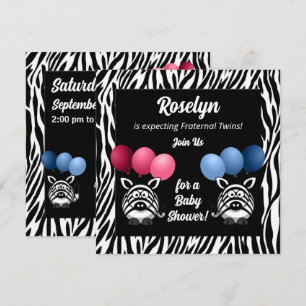 Zebra Fraternal Twins auf der Black Baby Dusche Einladung