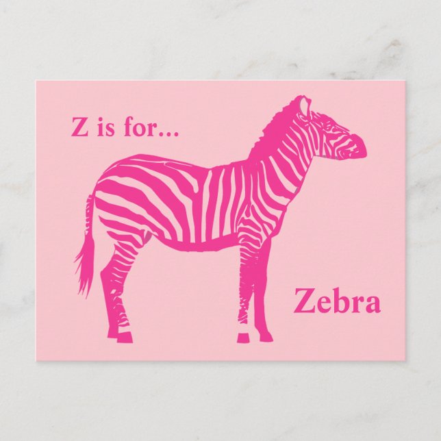 Zebra - Fuchsien und hellrosa Postkarte (Vorderseite)