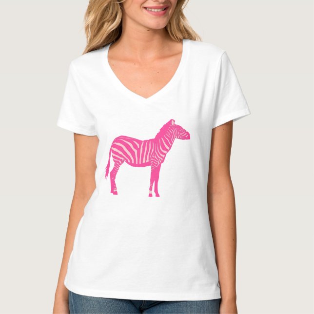 Zebra - Fuchsien und hellrosa T-Shirt (Vorderseite)