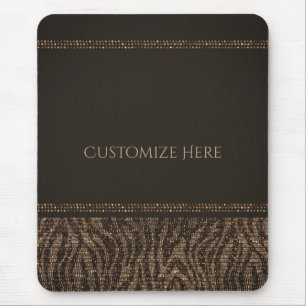 Zebra Funkeln Braun Gold Glam Chic Elegant Bling Mousepad