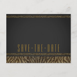 Zebra Funkeln Sequins Glam Chic Save the Date Ankündigungspostkarte
